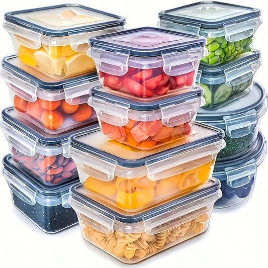 24/32/48 Pack Food Storage Containers With Airtight Lids, Meal Prep Containers, Lunch Office Meal For Freezer And Dishwasher.（food-grade PP）