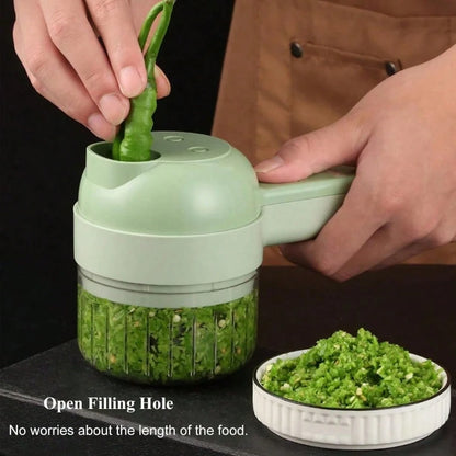 4 In 1 Handheld Electric Vegetable Cutter Set, Multifunctional Mini Electric Grinder Garlic Mud Masher Chopper, Portable Food Processor With Brush, For Garlic Chili Onion Ginger Celery Meat