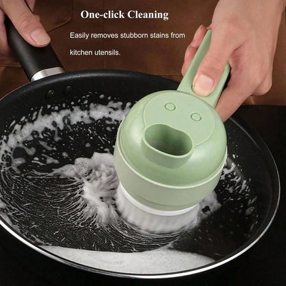 4 In 1 Handheld Electric Vegetable Cutter Set, Multifunctional Mini Electric Grinder Garlic Mud Masher Chopper, Portable Food Processor With Brush, For Garlic Chili Onion Ginger Celery Meat