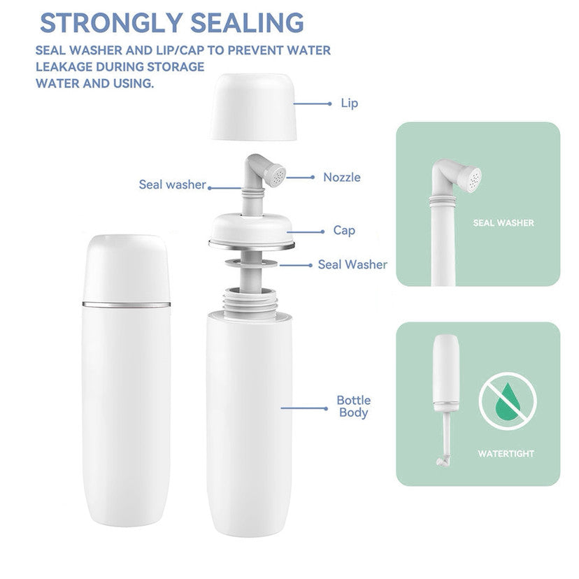 Portable Bidet for Personal Hygiene & Travel: Manual Squeeze, Battery-Free, Handheld Peri Bottle, 400ml Leakproof