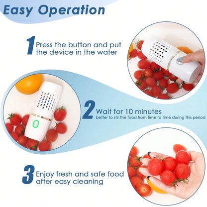 Portable Fruit And Vegetable Cleaner, IPX7, Waterproof, Portable Fruit Purifier Wireless 3000mAh Rechargeable For Fruit And Seafood, Rice, Meat