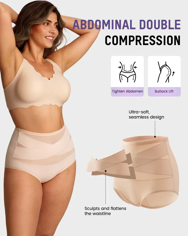 ✨LAST DAY BUY 1 GET 2 FREE✨Plus-Size High-Waist Cross Tummy Control Panties